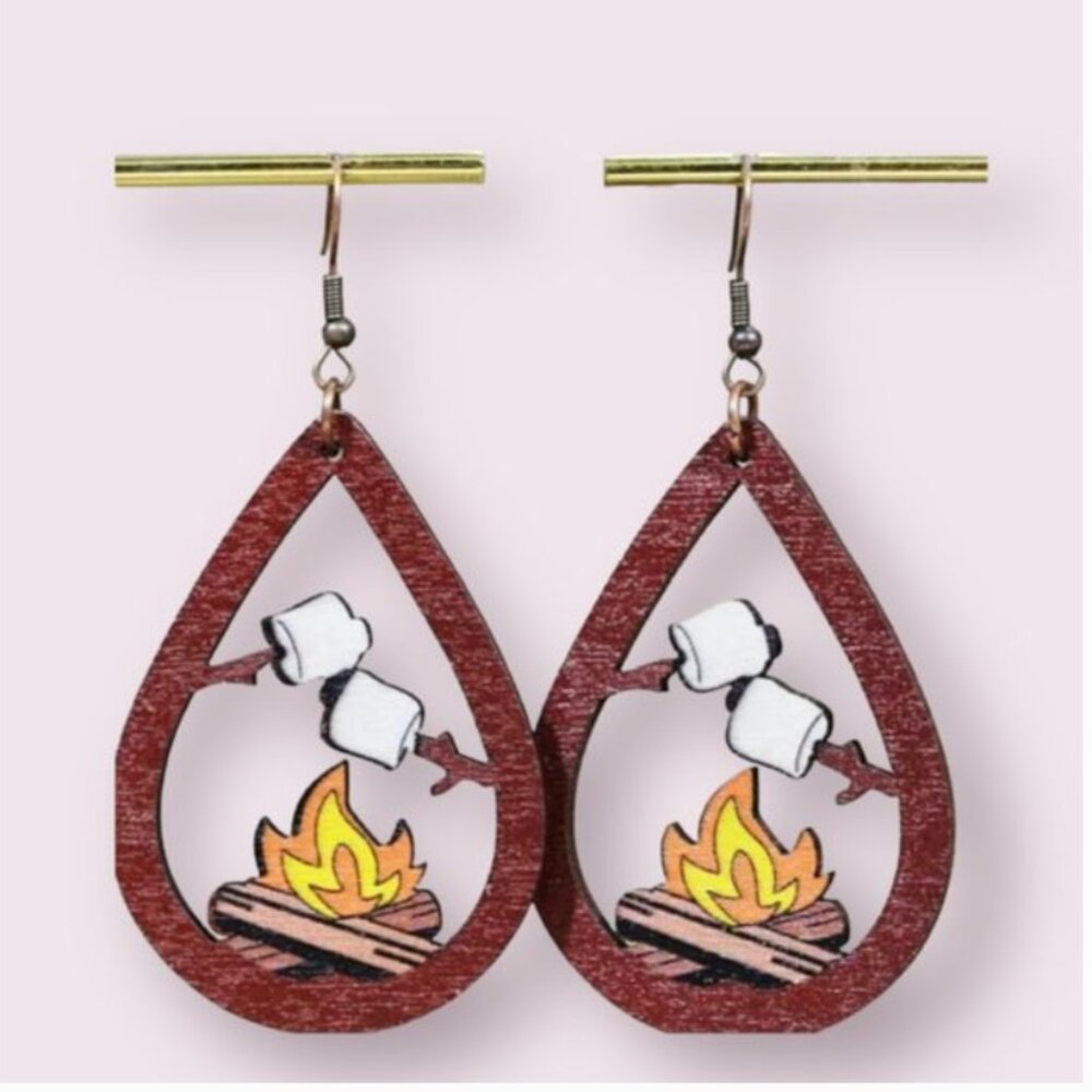 ❤️ FREE Smores Summer Fire Drop Pop Art Hipster Hippie Artsy Chic Glam Earrings